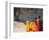 Monks at Reclining Buddha Statue, Gal Vihara, Polonnaruwa, UNESCO World Heritage Site, Sri Lanka-Ian Trower-Framed Photographic Print