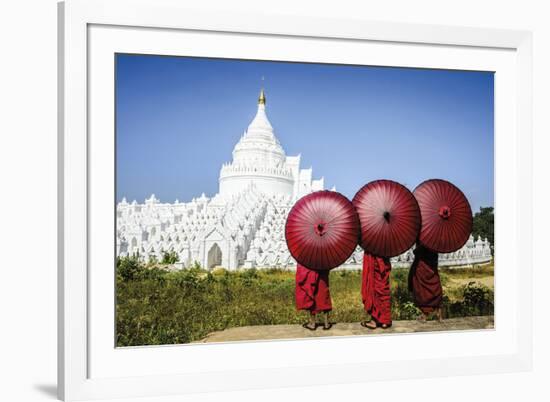 Monks at the Hsinbyume Pagoda-Berthold Dieckfoss-Framed Giclee Print