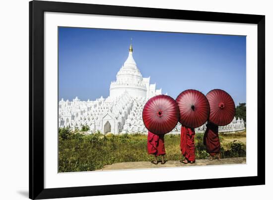 Monks at the Hsinbyume Pagoda-Berthold Dieckfoss-Framed Giclee Print