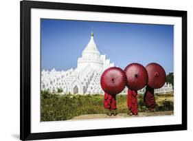 Monks at the Hsinbyume Pagoda-Berthold Dieckfoss-Framed Giclee Print