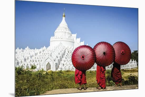 Monks at the Hsinbyume Pagoda-Berthold Dieckfoss-Mounted Giclee Print