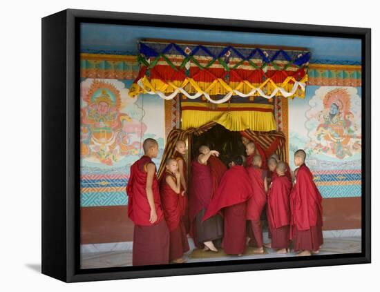 Monks at Tibetan Buddhist Monastery, Kathmandu, Nepal-Demetrio Carrasco-Framed Stretched Canvas