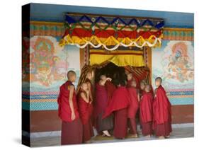 Monks at Tibetan Buddhist Monastery, Kathmandu, Nepal-Demetrio Carrasco-Stretched Canvas