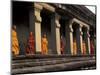 Monks Behind the Columns of the Gallery at Angkor Wat, Siem Reap, Cambodia-Keren Su-Mounted Photographic Print