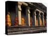 Monks Behind the Columns of the Gallery at Angkor Wat, Siem Reap, Cambodia-Keren Su-Stretched Canvas
