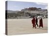 Monks Carrying Umbrellas to Shield Against the Sun, in Front of the Potala Palace, Tibet-Don Smith-Stretched Canvas