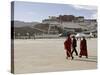 Monks Carrying Umbrellas to Shield Against the Sun, in Front of the Potala Palace, Tibet-Don Smith-Stretched Canvas