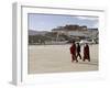 Monks Carrying Umbrellas to Shield Against the Sun, in Front of the Potala Palace, Tibet-Don Smith-Framed Photographic Print