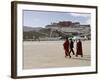 Monks Carrying Umbrellas to Shield Against the Sun, in Front of the Potala Palace, Tibet-Don Smith-Framed Photographic Print