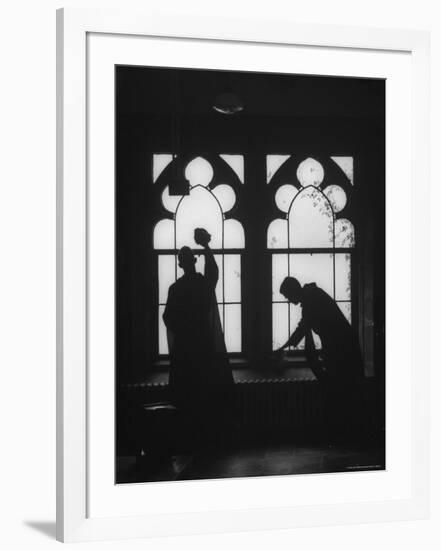 Monks Cleaning Windows of the Monastery's Sacristy-Gordon Parks-Framed Photographic Print