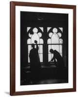 Monks Cleaning Windows of the Monastery's Sacristy-Gordon Parks-Framed Photographic Print