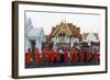 Monks Collecting Morning Alms, the Marble Temple (Wat Benchamabophit), Bangkok, Thailand-Christian Kober-Framed Photographic Print