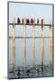 Monks Crossing the U Bien Bridge across Taungthaman Lake, Amarapura, Mandalay, Myanmar (Burma)-Jordan Banks-Mounted Photographic Print