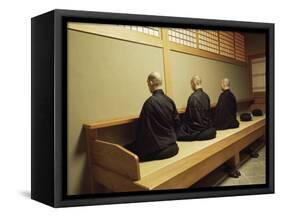 Monks During Za-Zen Meditation in the Zazen Hall, Elheiji Zen Monastery, Japan-Ursula Gahwiler-Framed Stretched Canvas