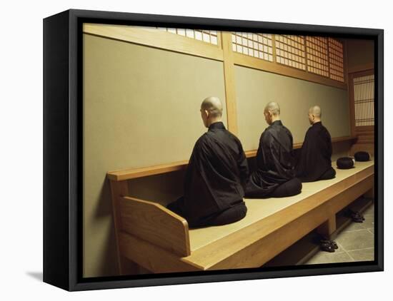 Monks During Za-Zen Meditation in the Zazen Hall, Elheiji Zen Monastery, Japan-Ursula Gahwiler-Framed Stretched Canvas