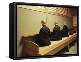 Monks During Za-Zen Meditation in the Zazen Hall, Elheiji Zen Monastery, Japan-Ursula Gahwiler-Framed Stretched Canvas