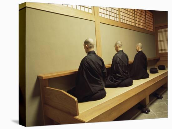 Monks During Za-Zen Meditation in the Zazen Hall, Elheiji Zen Monastery, Japan-Ursula Gahwiler-Stretched Canvas