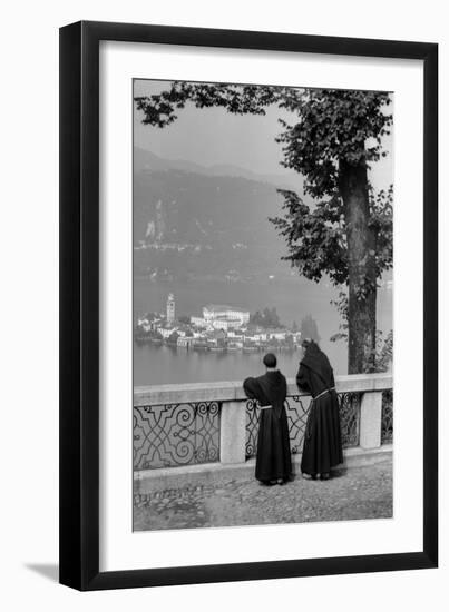 Monks in Italy View a Peaceful River from the Balcony, 1934 (Photo)-Bernard F Rogers-Framed Giclee Print