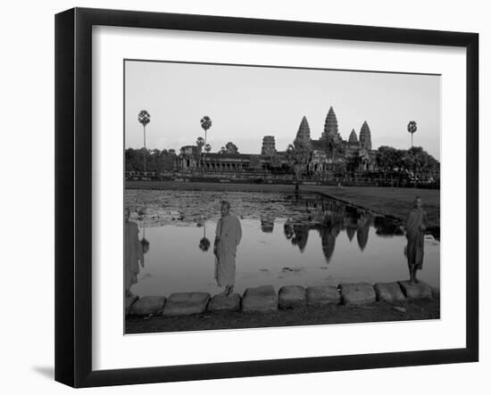 Monks in Saffron Robes, Angkor Wat, Unesco World Heritage Site, Siem Reap, Cambodia, Indochina-Bruno Morandi-Framed Photographic Print