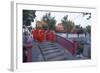 Monks in Saffron Robes, Wat Benchamabophit (The Marble Temple), Bangkok, Thailand, Southeast Asia-Christian Kober-Framed Photographic Print