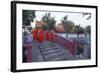 Monks in Saffron Robes, Wat Benchamabophit (The Marble Temple), Bangkok, Thailand, Southeast Asia-Christian Kober-Framed Photographic Print