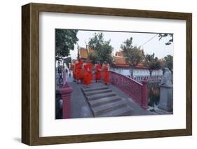 Monks in Saffron Robes, Wat Benchamabophit (The Marble Temple), Bangkok, Thailand, Southeast Asia-Christian Kober-Framed Photographic Print