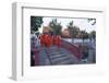 Monks in Saffron Robes, Wat Benchamabophit (The Marble Temple), Bangkok, Thailand, Southeast Asia-Christian Kober-Framed Photographic Print