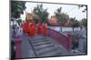 Monks in Saffron Robes, Wat Benchamabophit (The Marble Temple), Bangkok, Thailand, Southeast Asia-Christian Kober-Mounted Photographic Print