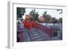 Monks in Saffron Robes, Wat Benchamabophit (The Marble Temple), Bangkok, Thailand, Southeast Asia-Christian Kober-Framed Photographic Print