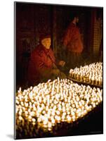 Monks Light Butter Lamps on an Auspicious Night, Boudha Stupa, Bodhnath, Kathmandu, Nepal-Don Smith-Mounted Photographic Print