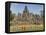 Monks Looking at Bayon Temple, Angkor, Siem Reap, Cambodia-null-Framed Stretched Canvas