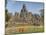 Monks Looking at Bayon Temple, Angkor, Siem Reap, Cambodia-null-Mounted Photographic Print
