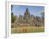 Monks Looking at Bayon Temple, Angkor, Siem Reap, Cambodia-null-Framed Photographic Print