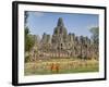 Monks Looking at Bayon Temple, Angkor, Siem Reap, Cambodia-null-Framed Photographic Print