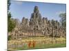 Monks Looking at Bayon Temple, Angkor, Siem Reap, Cambodia-null-Mounted Photographic Print