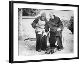 Monks Mending Sandals-null-Framed Photographic Print