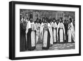 Monks of the Greek Church Carrying Volumes of the Liturgy, Greece, 1922-null-Framed Giclee Print