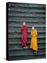 Monks on Steps, Angkor Wat, Siem Reap, Cambodia, Indochina, Asia-Gavin Hellier-Stretched Canvas