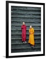 Monks on Steps, Angkor Wat, Siem Reap, Cambodia, Indochina, Asia-Gavin Hellier-Framed Photographic Print