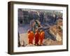 Monks Overlook Angkor Wat, Cambodia-Tom Haseltine-Framed Photographic Print