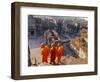 Monks Overlook Angkor Wat, Cambodia-Tom Haseltine-Framed Photographic Print