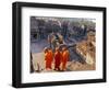 Monks Overlook Angkor Wat, Cambodia-Tom Haseltine-Framed Photographic Print