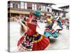 Monks Performing Traditional Black Hat Dance at the Wangdue Phodrang Tsechu, Wangdue Phodrang Dzong-Lee Frost-Stretched Canvas