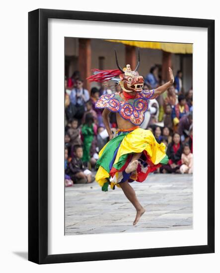 Monks Performing Traditional Masked Dance at the Wangdue Phodrang Tsechu, Wangdue Phodrang Dzong, W-Lee Frost-Framed Photographic Print