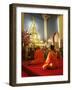 Monks Praying and Giant Golden Statue of the Buddha, Wat Benchamabophit, Bangkok, Southeast Asia-Angelo Cavalli-Framed Photographic Print