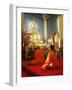 Monks Praying and Giant Golden Statue of the Buddha, Wat Benchamabophit, Bangkok, Southeast Asia-Angelo Cavalli-Framed Photographic Print