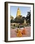 Monks Praying at the Buddhist Mahabodhi Temple, a UNESCO World Heritage Site, in Bodhgaya, India-Mauricio Abreu-Framed Photographic Print