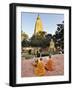 Monks Praying at the Buddhist Mahabodhi Temple, a UNESCO World Heritage Site, in Bodhgaya, India-Mauricio Abreu-Framed Photographic Print