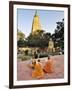 Monks Praying at the Buddhist Mahabodhi Temple, a UNESCO World Heritage Site, in Bodhgaya, India-Mauricio Abreu-Framed Photographic Print