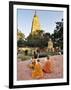 Monks Praying at the Buddhist Mahabodhi Temple, a UNESCO World Heritage Site, in Bodhgaya, India-Mauricio Abreu-Framed Photographic Print